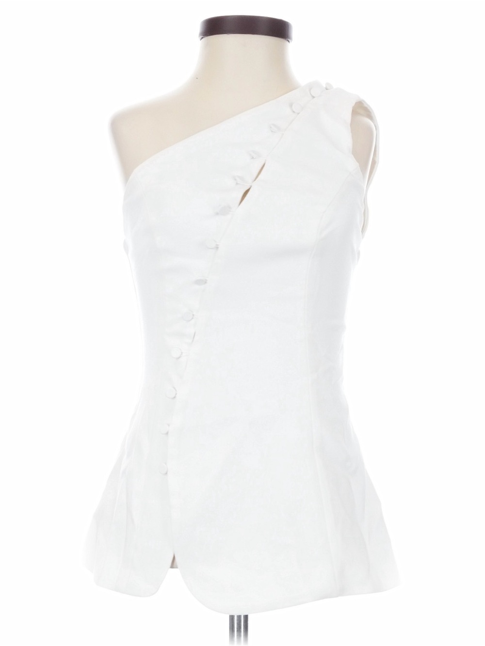 Commense One-Shoulder White Button-Front Top